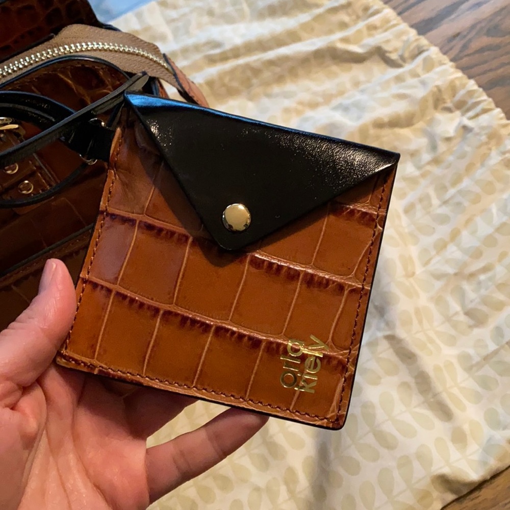 Orla Kiely croc leather hanging coin purse